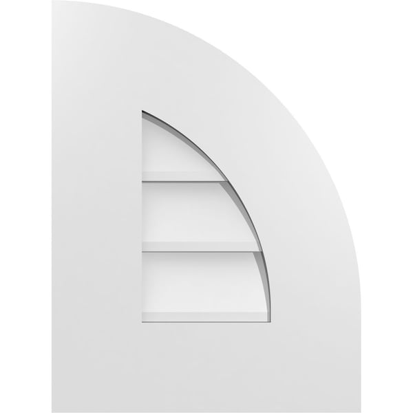 Ekena Millwork Quarter Round Top Right Surface Mount PVC Gable Vent w/ 3-1/2"W x 1"P Standard Frame, 12"W x 16"H GVPQR12X1601SN - main